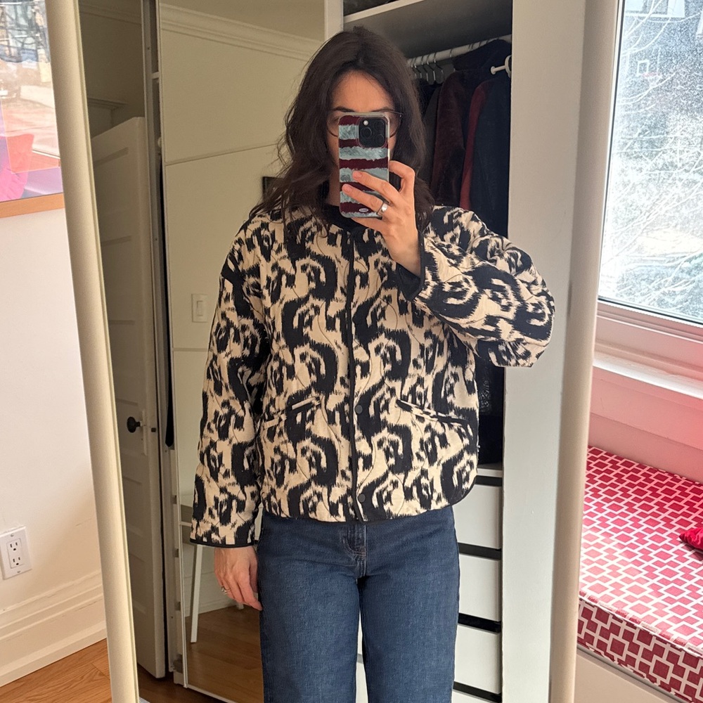 Zara Black and Cream Patterned Jacket